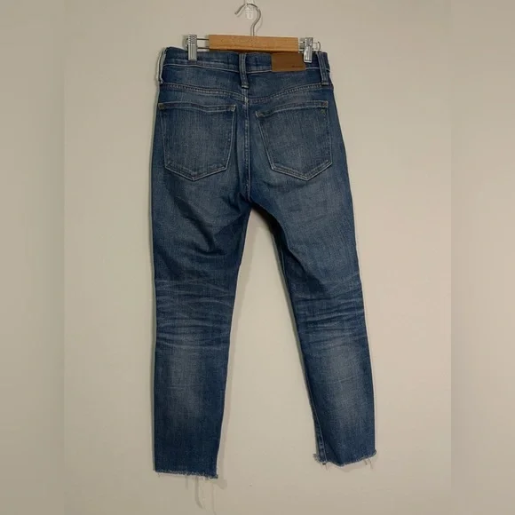 Madewell Jeans Size 24P Blue 10" High Rise Skinny Raw Hem Denim - Picture 7 of 15
